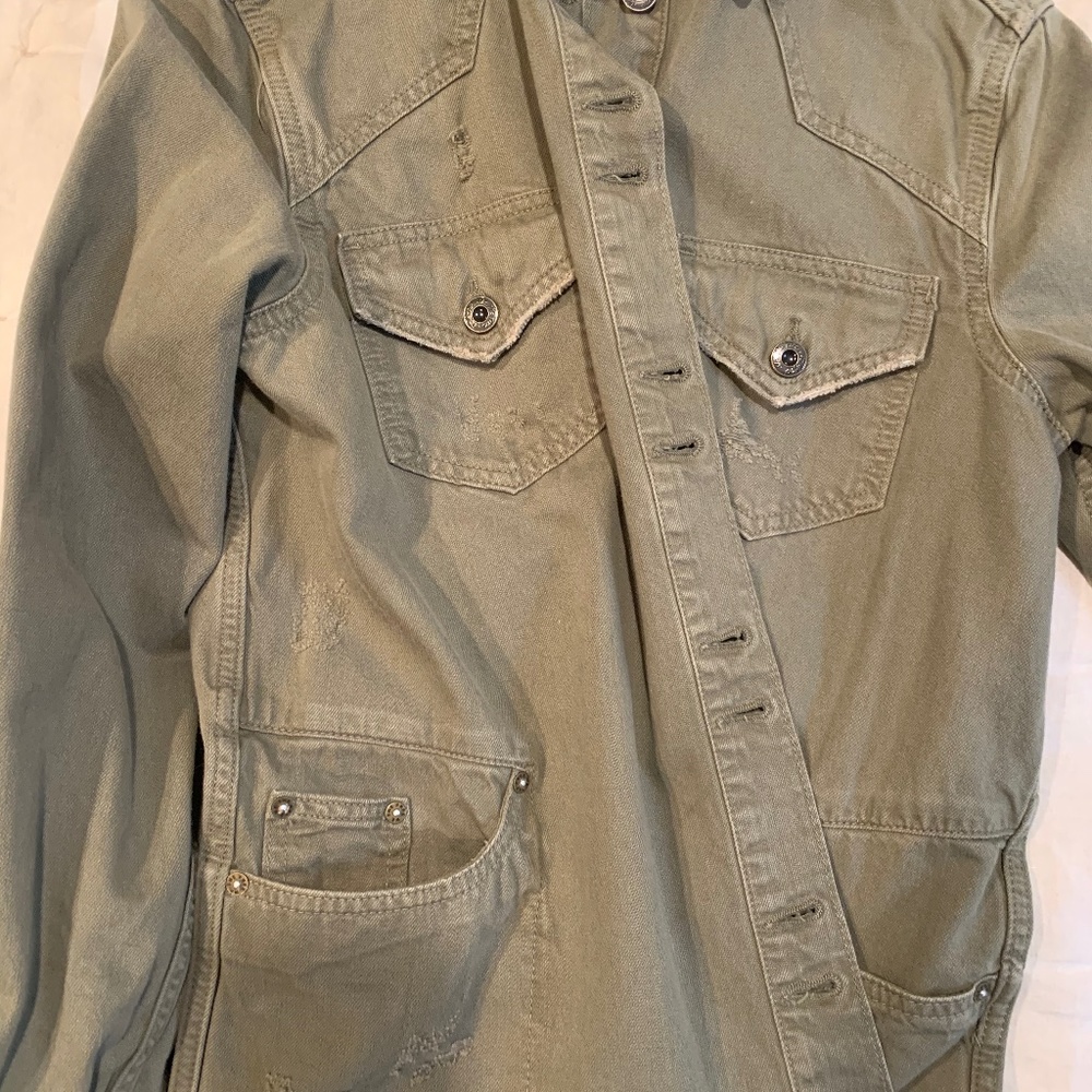 Free People Moonchild denim frayed shirt jacket